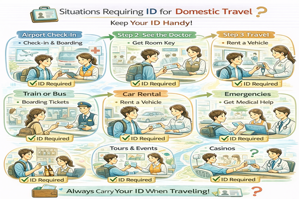 국내 여행 시 신분증이 필요한 경우를 설명하는 안내 이미지